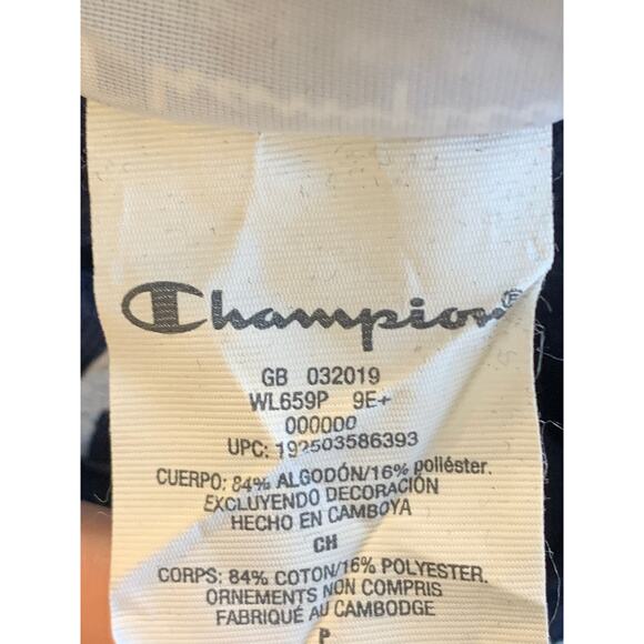 Champion Womens Reverse Weave Logo Print Cropped Sweater Long Sleeve Blue Size S - Picture 4 of 5